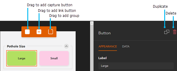 Drag Duplicate or Delete button